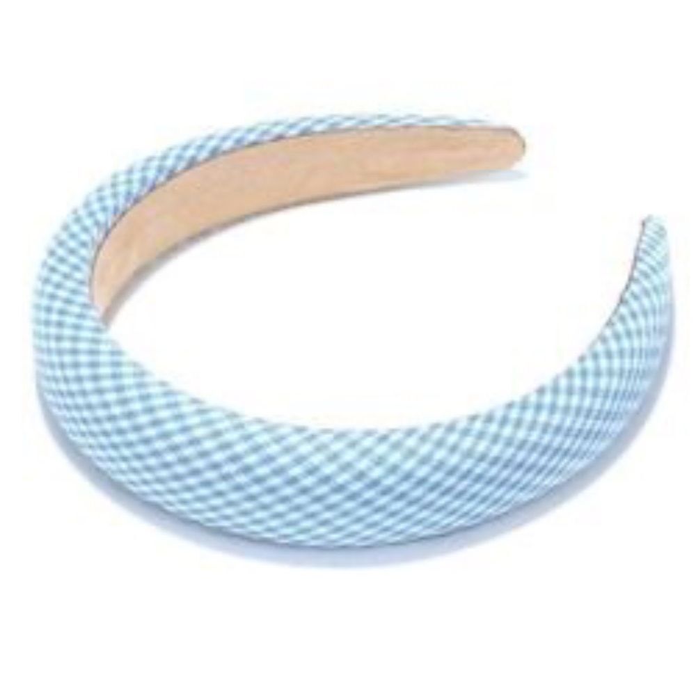 Blue & White Gingham Puffy Fabric Headband Preppy Cute Hair Accessory. LIKE NEW.